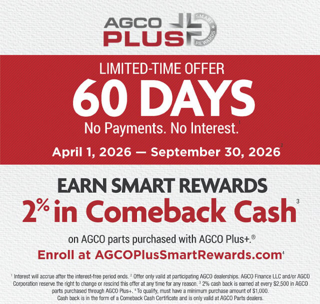 AGCO 60 days no payments no interest